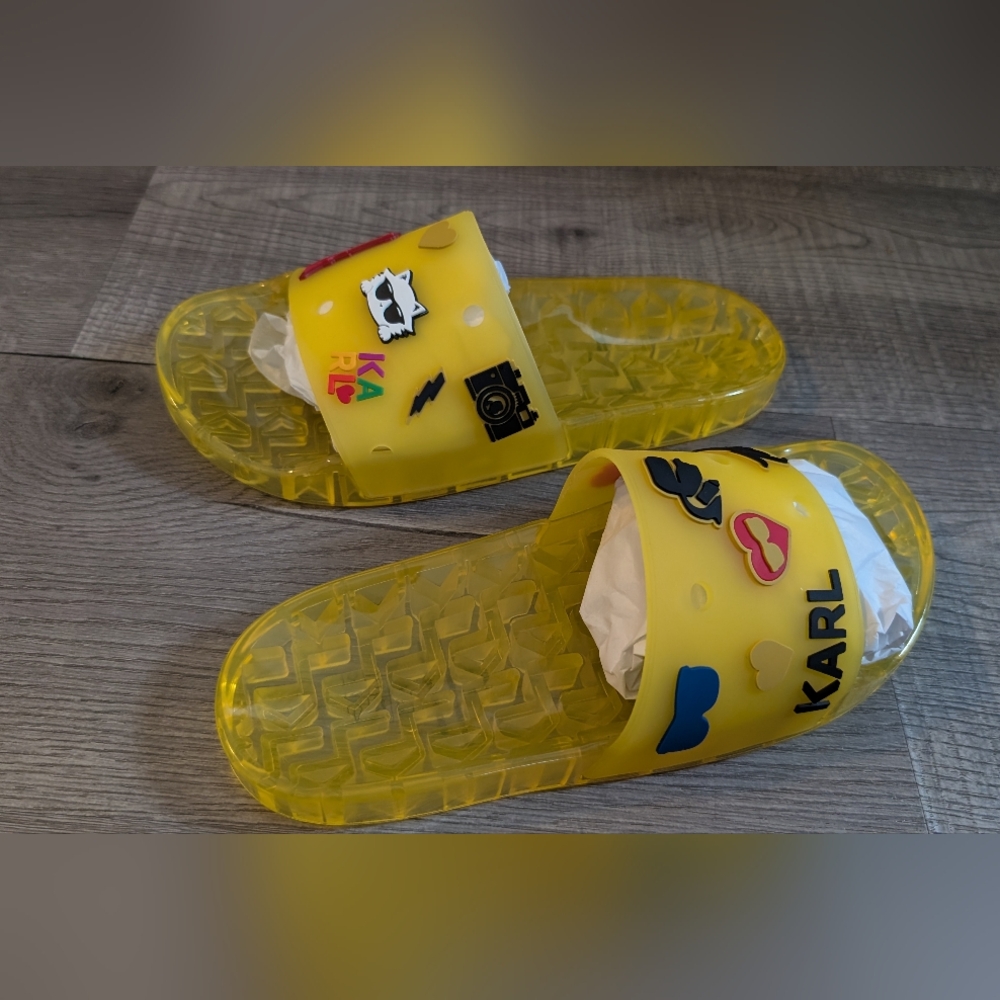 Karl Lagerfeld Kids Yellow Slide Sandals